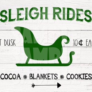 SLEIGH RIDES PRINTABLE Sign, Christmas Wall Art, Rustic Christmas ...