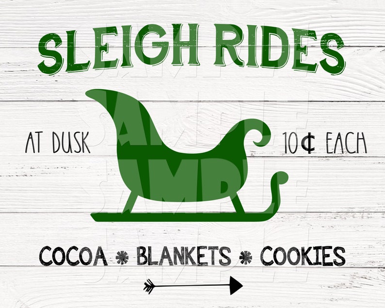 SLEIGH RIDES PRINTABLE Sign Christmas Wall Art Rustic | Etsy