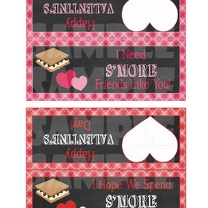 VALENTINE TREAT Bag TOPPERS, S'more Valentine Cards, S'more Valentine Bag Toppers Diy Valentines Smores Valentine Treat Bag Toppers, image 6