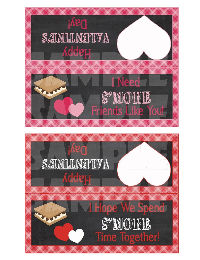 VALENTINE TREAT Bag TOPPERS, S'more Valentine Cards, S'more Valentine Bag Toppers Diy Valentines Smores Valentine Treat Bag Toppers, image 6