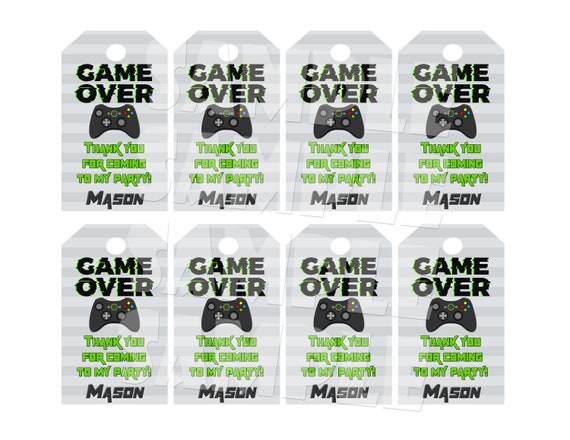 Gamer Birthday Party Favor Tag Digital Template Online Gaming 