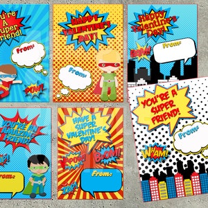 SUPERHERO VALENTINES - Superhero Valentine CARDS - Superhero Valentine&#39;s Day Cards - Boys Valentines - Super hero Valentines - Diy printable