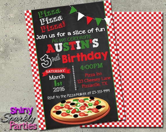 Pizza Party Invitation Pizza Invite Pizza Party Birthday Etsy