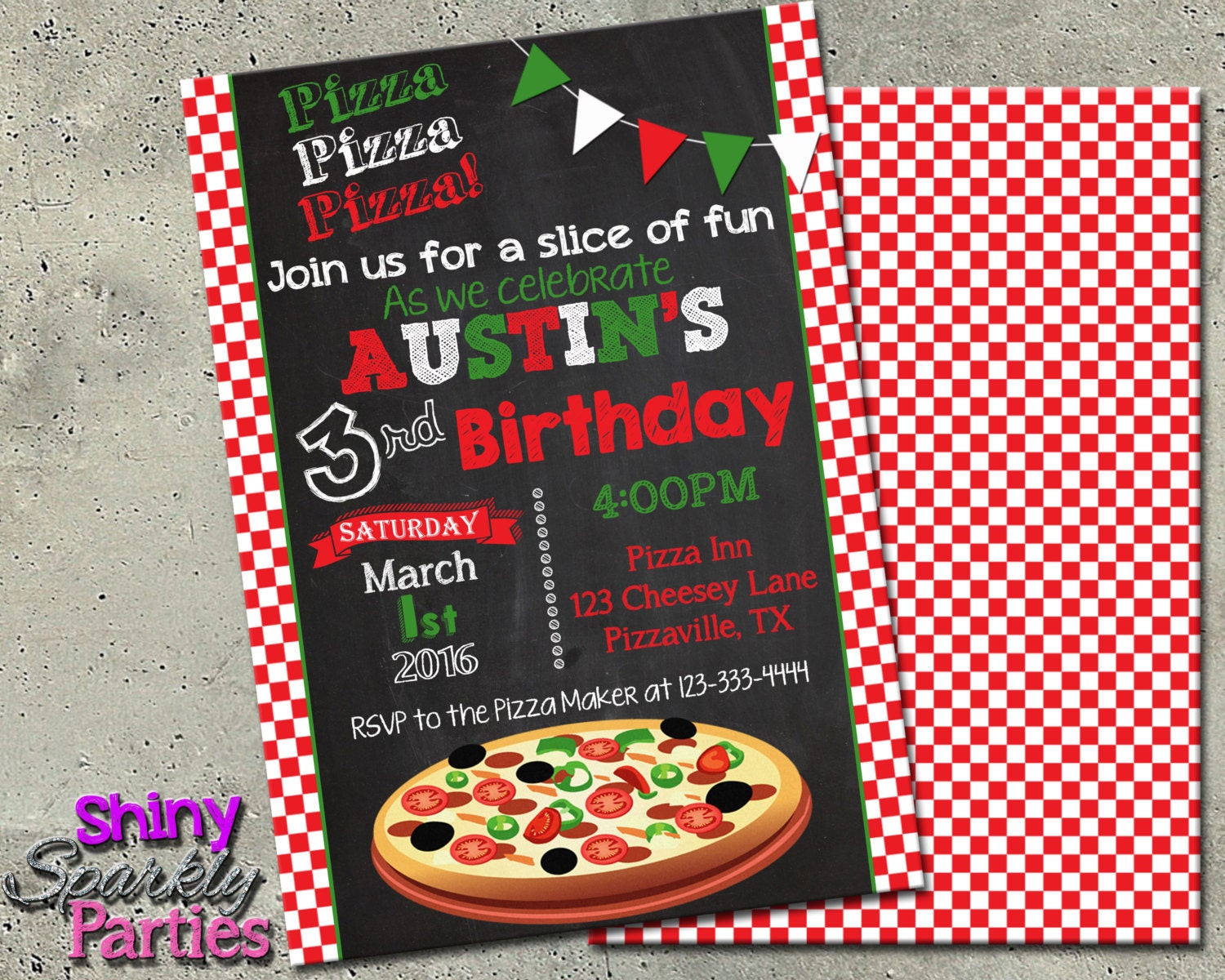 Pizza Party Invitation Pizza Invite Pizza Party Birthday Etsy