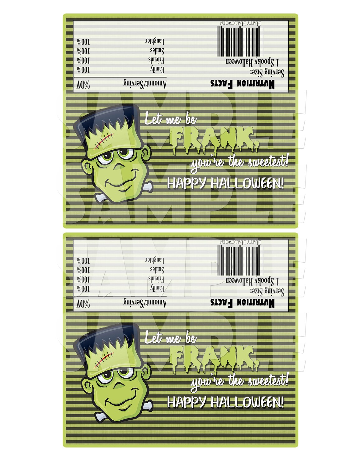 HALLOWEEN CANDY BAR Wrappers Frankenstein Teacher Gift - Etsy