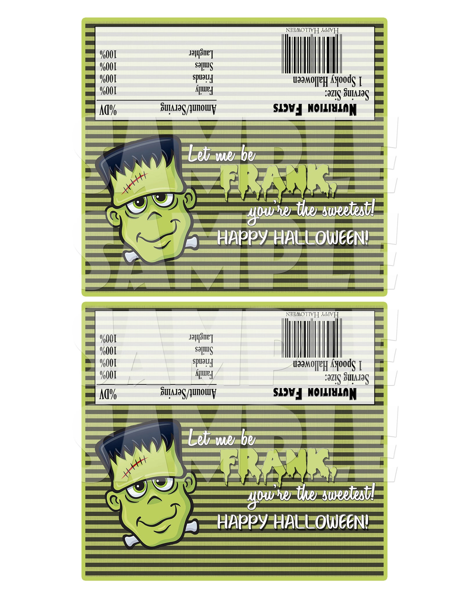 HALLOWEEN CANDY BAR Wrappers Frankenstein Teacher Gift - Etsy