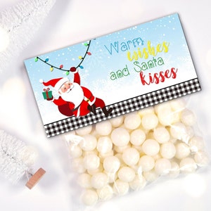 SANTA TREAT BAG Toppers, Christmas Treat Toppers, Christmas Favor Tags, Kids Treat Bags for School, Santa Claus, Bag Toppers, Bag Tags,