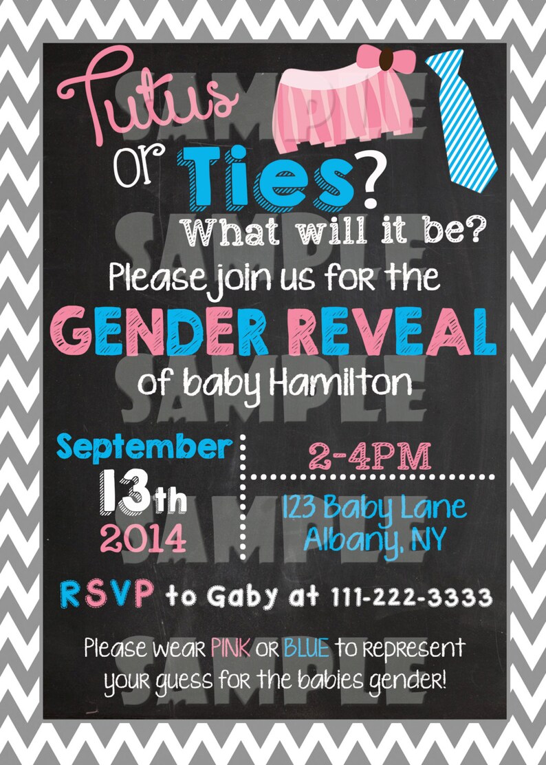 TUTUS OR TIES Invitation, Gender Reveal Invite, Pink or Blue, Tutus or Bowties, Gender Reveal Party, Party Ideas, Gender Reveal Shower image 4