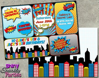 SUPERHERO BIRTHDAY INVITATION, Comic Book Invite, Super Hero Party, boy superhero birthday invitation printable, Super Hero Themed Party