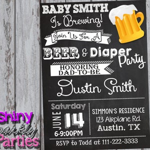 DIAPER PARTY INVITATION, Couples Baby Shower Invitation, Beer And Diaper Baby Shower, dad baby shower, coed baby shower co-ed shower diy