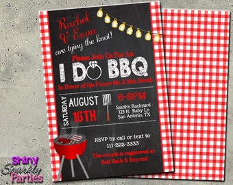 I DO BBQ Invitation, Printable "Couples Shower Invitation", Engagement Party Invite, Engagement BBQ Invite, Shower Invitation, Gingham