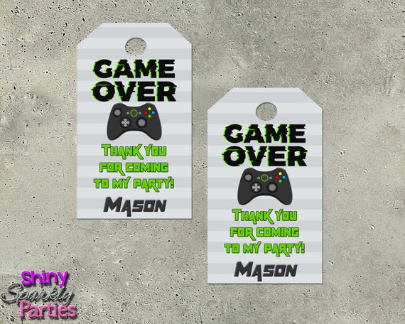 Gamer Birthday Party Favor Tag Digital Template Online Gaming 