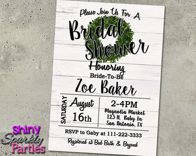 Rustic Bridal Shower Invitation Farmhouse Style Boxwood Etsy Rustic Bridal Shower Invitation Farmhouse Style Boxwood Etsy