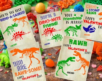 DINOSAUR VALENTINE CARDS, Valentines for Boys, Dino Valentines, Classroom Valentines, Valentine's Day Cards, Valentines for School, T-rex,