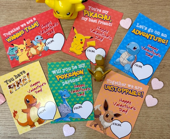pokemon valentines cards for classroom Personalized and Pikachu Day tags with child as the star. 2332VL Pokémon Full of Adventure Kids