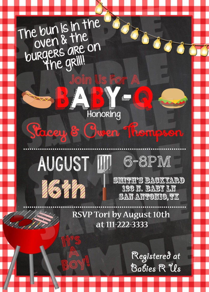 BABY Q Shower INVITATIONS bbq Baby Shower Etsy