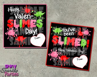 SLIME VALENTINE TAGS, Slime Valentines, Classroom, Student Valentines, You've Been Slimed, Happy Valen-Slimes Day, Slime Tags, Boys