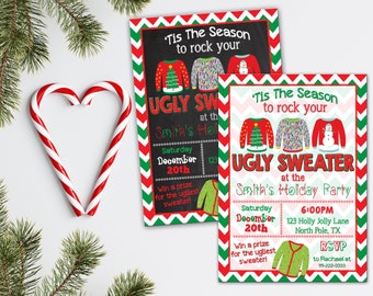 Printable Ugly Sweater Invitation | Christmas Sweater Party Invite Digital | Ugly Christmas Sweater Party Invitation, Themed Christmas Party
