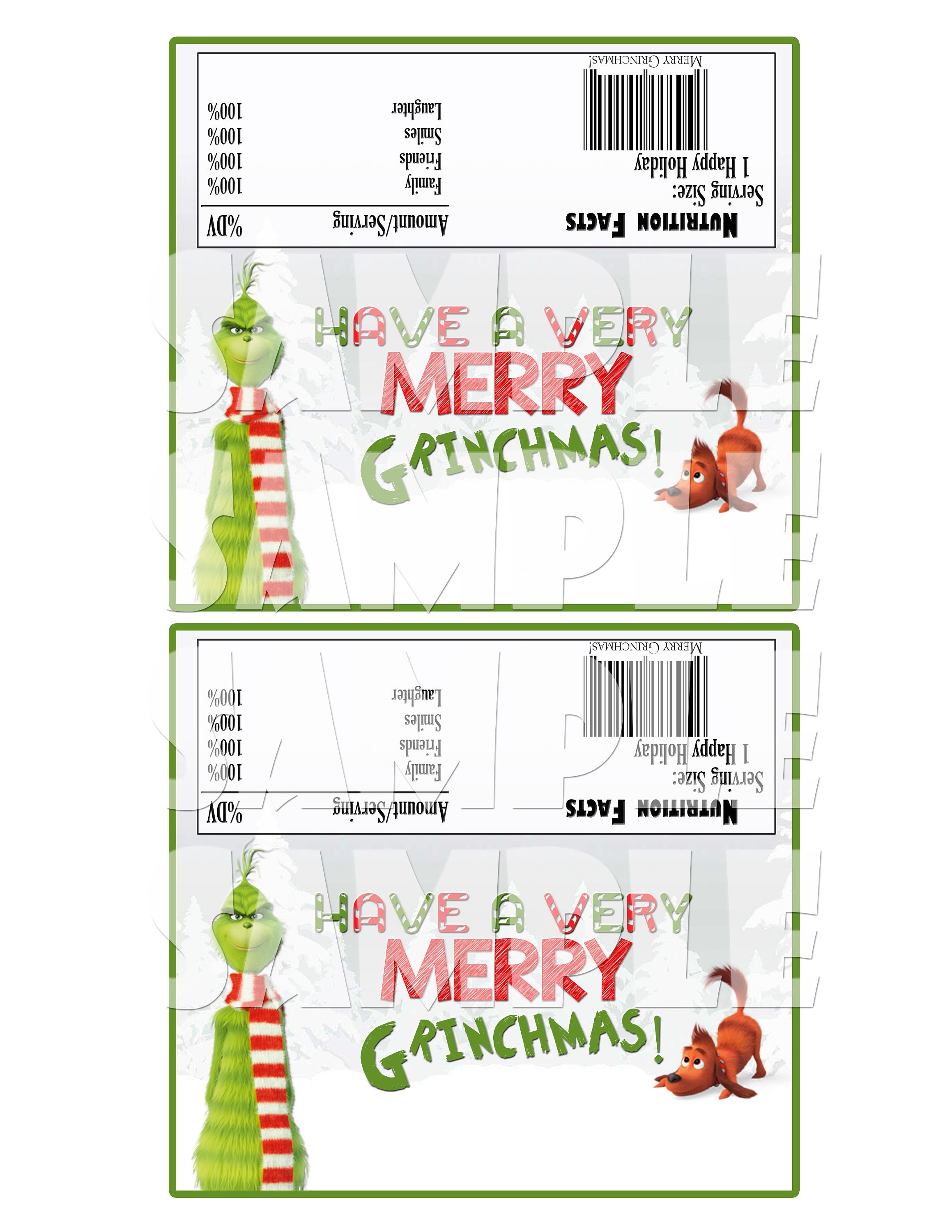 CHRISTMAS CANDY Bar WRAPPERS Grinch Candy Bar Wrappers - Etsy