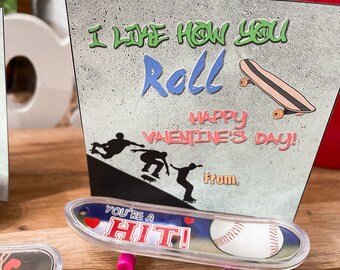 SKATEBOARDING VALENTINES, Valentines for Boys, Classroom, School Valentines, I Like The Way You Roll, Valentine Ideas, Skateboard, DIY,