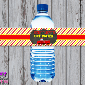 FIRETRUCK WATER Bottle LABELS - Vintage Firetruck Water Labels - Water Bottle Wrappers - Fire Engine Bottle Stickers - Fireman Firemen Party