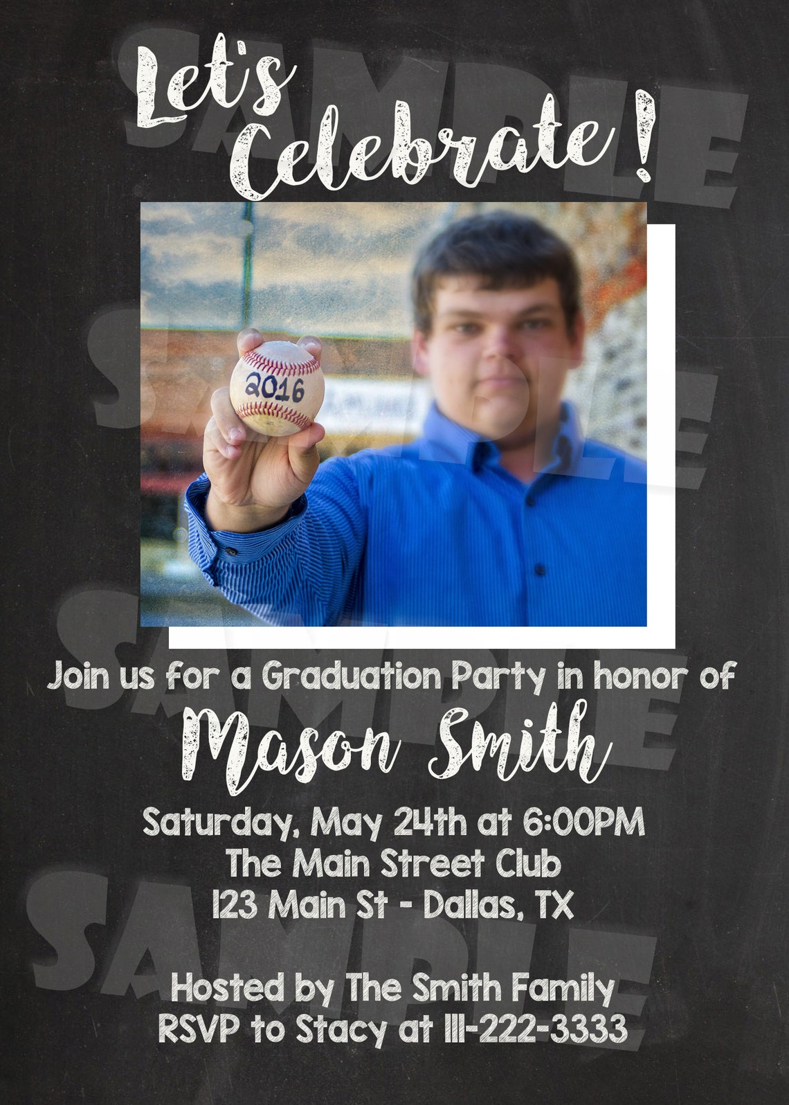 GRADUATION ANNOUNCEMENT Grad PARTY Invitation Chalkboard Etsy