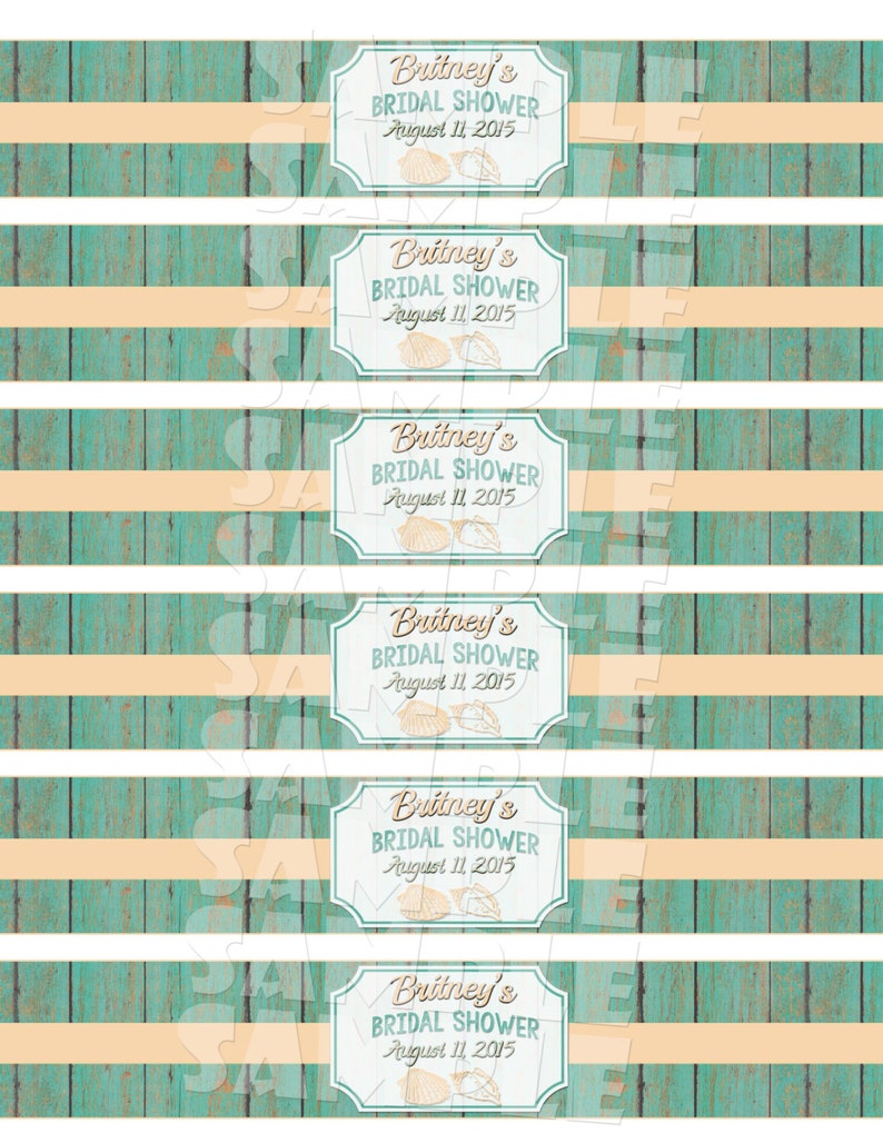 BEACH WATER Bottle LABELS Beach Bridal Shower Sea Shells - Etsy