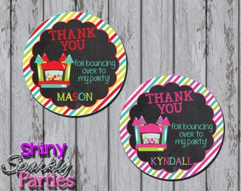 BOUNCE HOUSE FAVOR Tags - bounce birthday party favor printable sticker - bounce house thank you - bounce house thank you tags  bounce party