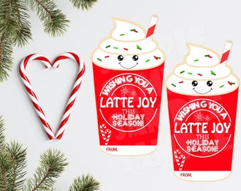 Latte Christmas Tag, Christmas Coffee Gift Tag, Wishing You A Latte Joy, Frappe, Coffee Gift Card Holder, Teacher Gift, Coworker Gift