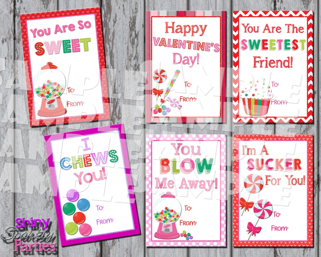 Printable CANDY VALENTINE CARDS Girl's Valentines Diy - Etsy
