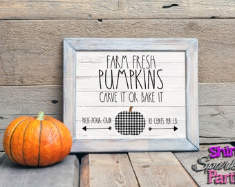 PRINTABLE FALL DECOR, Rustic Fall Sign, Farm Fresh Pumpkins, Buffalo Check, Buffalo Plaid, Farmhouse Fall, Farm House Picture, Fall Art,
