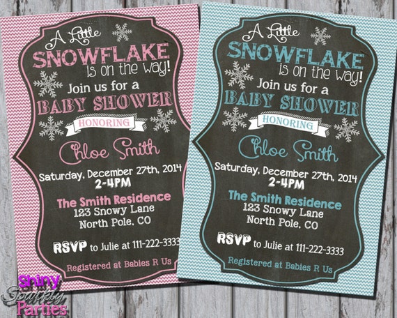 SNOWFLAKE SHOWER INVITATION, Winter Baby Shower Invite, Boy or Girl Little Snowflake Shower, Christmas Shower, Couples Shower, Coed,