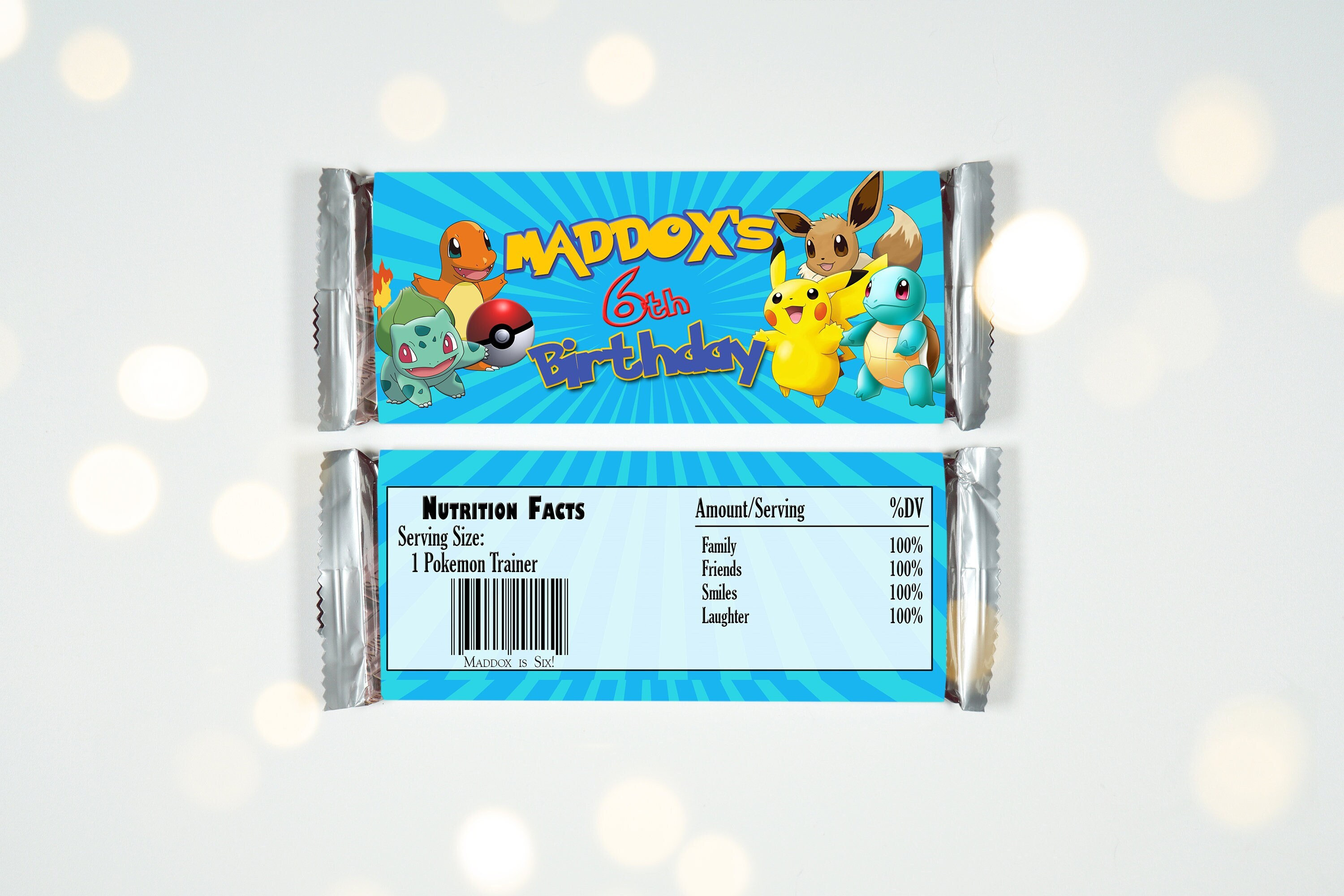 POKEMON Candy Bar WRAPPERS, Anniversaire Pokemon, Anniversaire de garçons, Carte Pokémon, Pikachu, Pokemon Go, Jeux, Emballage de barre de chocolat Po