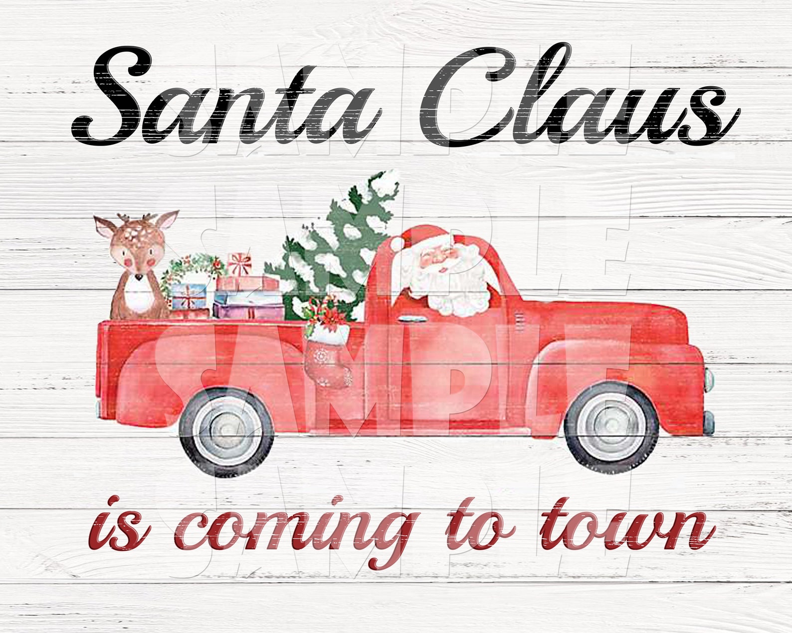 PRINTABLE CHRISTMAS Wall ART, Santa Claus is Coming to Town, Christmas ...