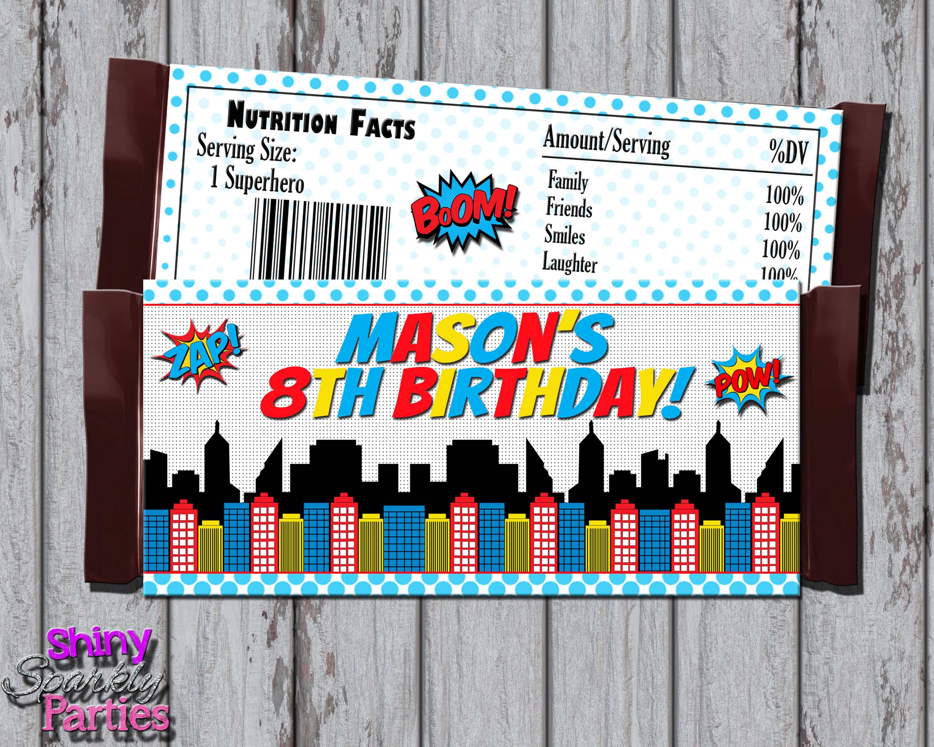 SUPERHERO CANDY Bar WRAPPERS Superhero Birthday Party | Etsy
