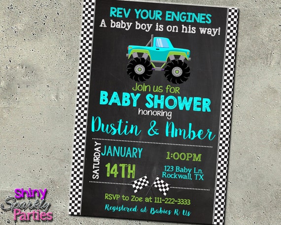 truck baby shower invitations