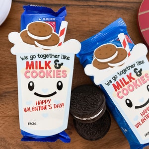 We go together like milk and cookies Valentine, Milk & Cookies, School Valentine, Chips Ahoy, Oreos, Cookie Valentines, Valentine Ideas, DIY image 3