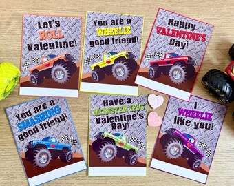 MONSTER TRUCK VALENTINES - Valentines for school - Valentine's Day - Printable Valentines - Valentine Cards - Monster Trucks - Diy Valentine