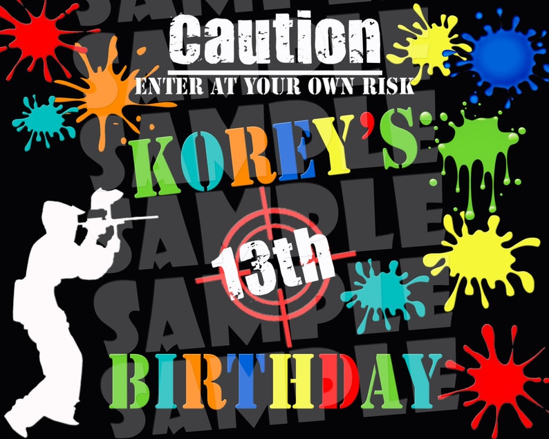 PAINTBALL PARTY DECOR Paintball Party Sign Paintball Etsy