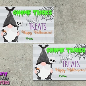 GNOME TRICKS Just TREATS Gift Tags, Halloween Gift Tags, Halloween Coworker Gift, Employee Gift, Teacher Gift, Neighbor, School, Gnomes