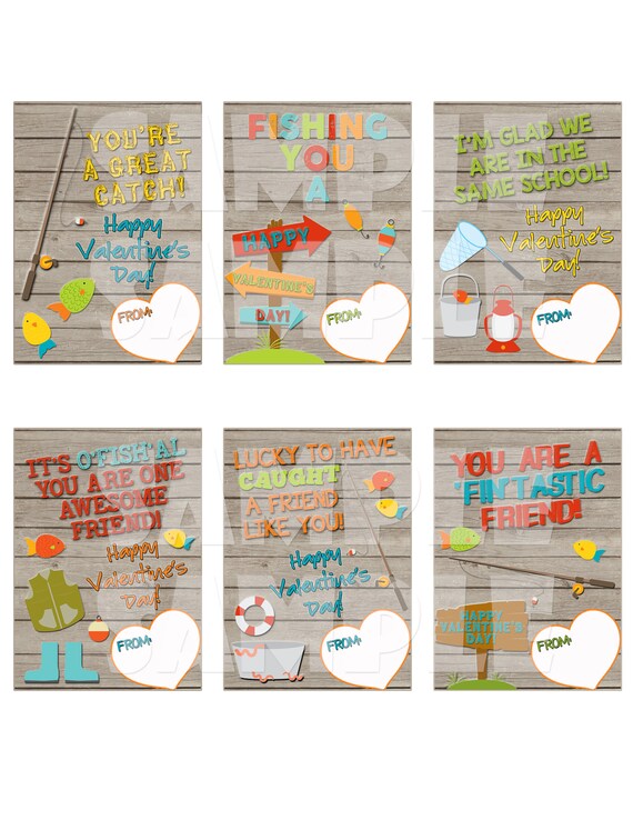 FISHING VALENTINES Fishing Themed VALENTINE Cards Fisherman Boy's  Valentines Printable Valentines for Boys Goldfish Camping -  Canada