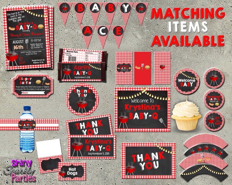Bbq Food Tents Food Labels Barbeque Food Signs Buffet Labels Food Station Signs Babyq Barbeque Shower Red Gingham 4th Of July
