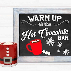 PRINTABLE HOT COCOA Bar Sign, Hot Chocolate Bar Sign, Christmas Party Sign, Chalkboard Hot Cocoa Print, diy Christmas decor, coffee bar