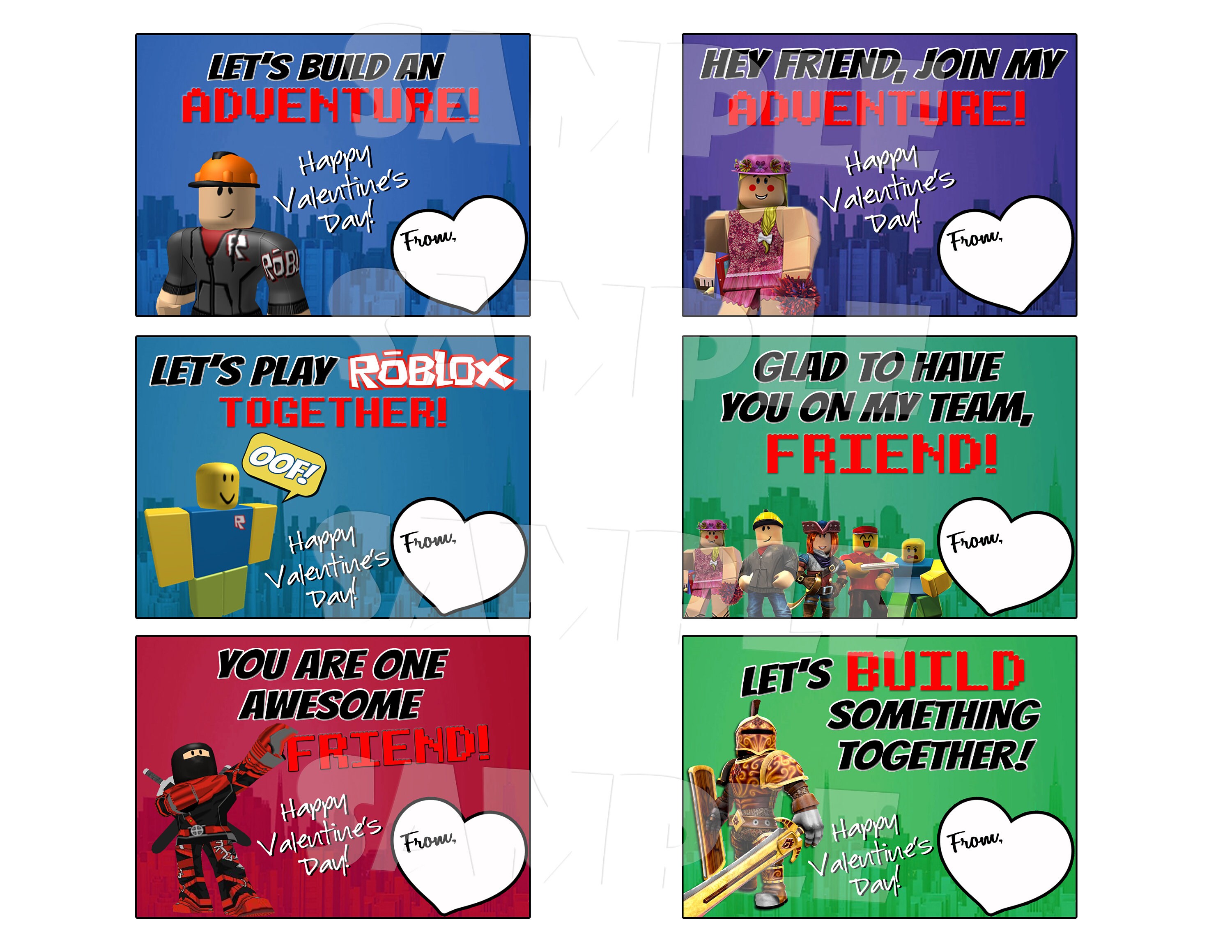 ROBLOX VALENTINE CARDS Roblox Valentines Kids Valentines Etsy