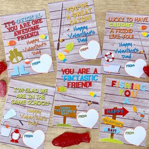 PÊCHE DE LA SAINT-VALENTIN - Cartes de Saint-Valentin sur le thème de la pêche - Pêcheur - Saint-Valentin pour garçons - Imprimable - Saint-Valentin pour garçons - Poisson rouge - Camping