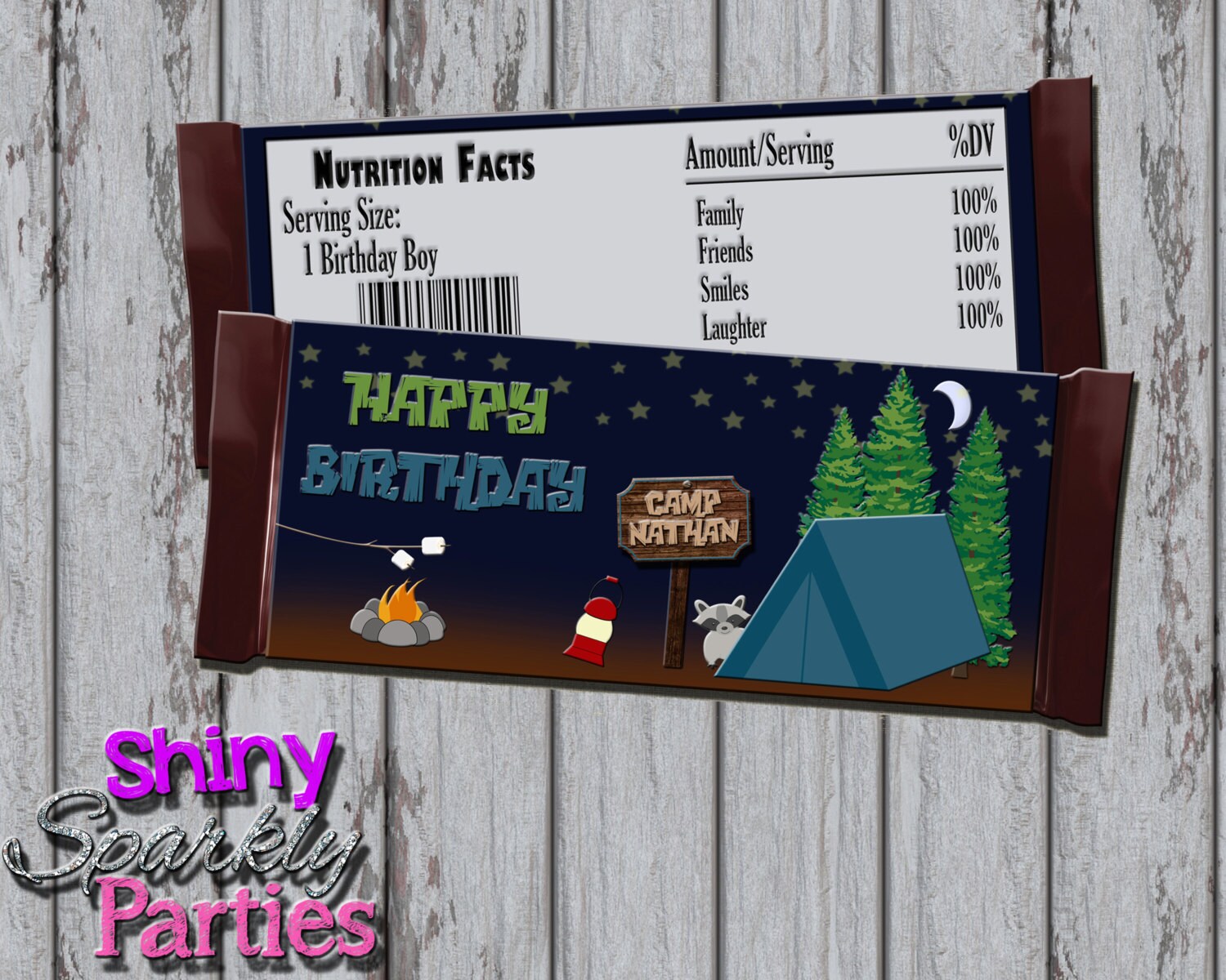 Printable CAMPING CANDY Bar WRAPPERS Camping Birthday Party Etsy