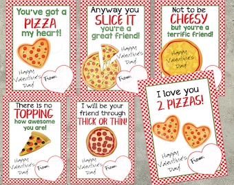 PIZZA VALENTINE CARDS - Classroom Valentines, Food Valentine Card, Valentine's Day Cards, Kids V-day Cards, Pizza My Heart, Pizza Cards, diy