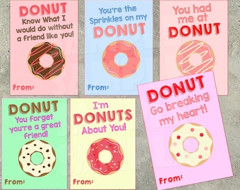 DONUT VALENTINE CARDS, Donuts About You, Donut Valentines, Valentines for School, Valentines for Work, You Had Me At Donuts, diy
