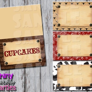 Printable WESTERN FOOD TENTS - Western Buffet Labels - Western Food Signs - Cowboy Food Tents - Cowboy Buffet Labels - Cowboy Birthday Party