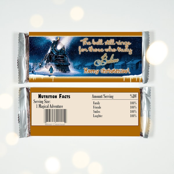POLAR EXPRESS Candy Bar WRAPPERS - Train Candy Bar Wrappers, Diy Christmas Treats, Gift Ideas, Party Favors, Polar Express, Christmas,